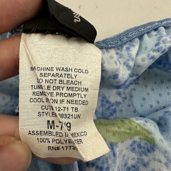 Xhilaration Womens Vintage Y2k Slip Skirt Size M Blue Green Floral Side Slit - Picture 7 of 11